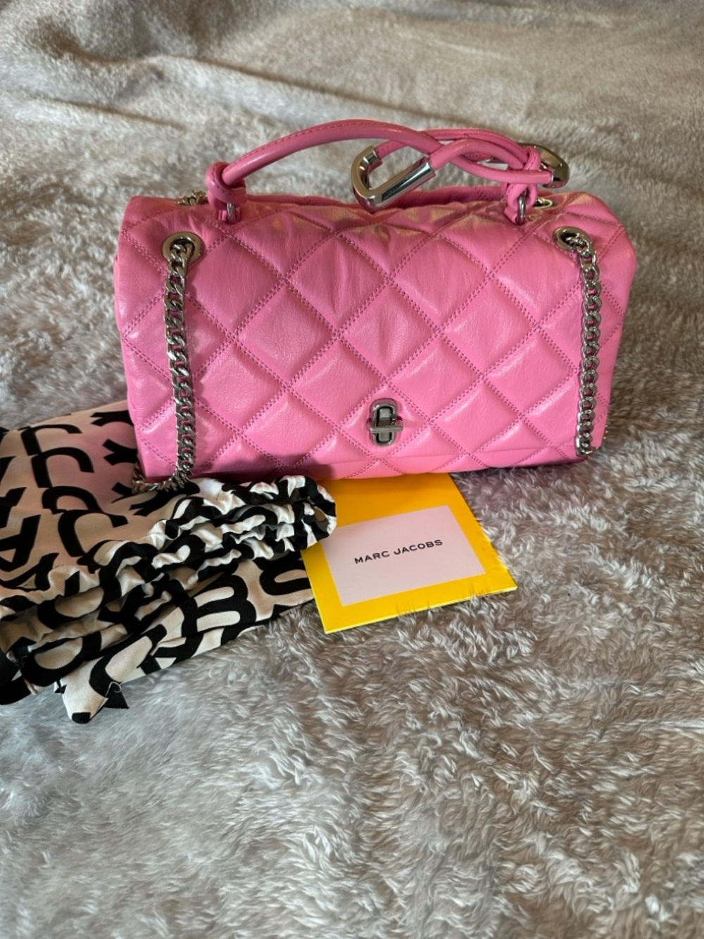 Authentic Marc Jacobs The Quilted Dual Convertible Shoulder Bag Bow Pink - Picture 16 of 16